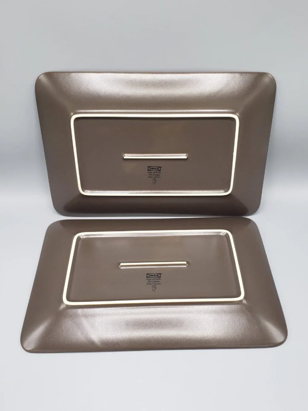 Set of 2 IKEA Dinera 18691 Matte Brown Rectangular Dinner Plate Tray 11-3/4